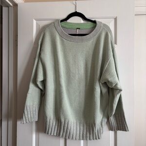 Free People Light Green Crew Neck Sweater